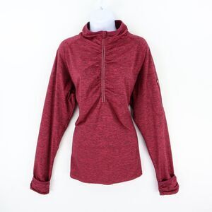 Kirkland Signature 1/4 Zip Activewear Jacket Womens Sz XXL Red Ruched Heathered‎